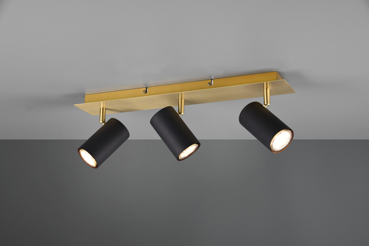 Plafoniera Marley, TRIO, 48x9x15 cm, 35W, 3x GU10, metal, negru/auriu - imagine 4